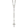 Sterling Silver Rhodium-plated Beaded Rosary Necklace