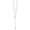 Sterling Silver Rhodium-plated Beaded Rosary 27 inch Necklace
