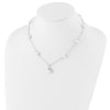 Sterling Silver Rhodium-plated 9-10mm White Near-Round Freshwater Cultured Pearl 18 inch Necklace and Dangle Earrings Set