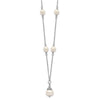 Sterling Silver Rhodium-plated 9-10mm White Near-Round Freshwater Cultured Pearl 18 inch Necklace and Dangle Earrings Set