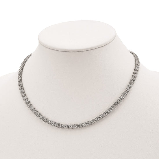Sterling Shimmer Sterling Silver Rhodium-plated 17 inch 80 Stone CZ Riviera Necklace