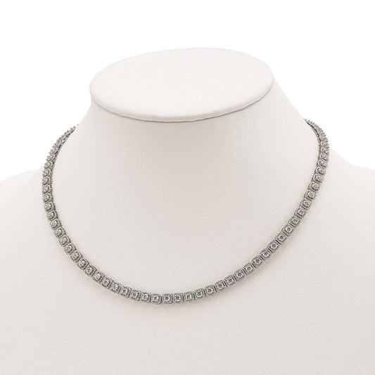 Sterling Shimmer Sterling Silver Rhodium-plated 17 inch 80 Stone CZ Riviera Necklace