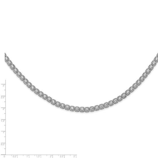 Sterling Shimmer Sterling Silver Rhodium-plated 17 inch 80 Stone CZ Riviera Necklace