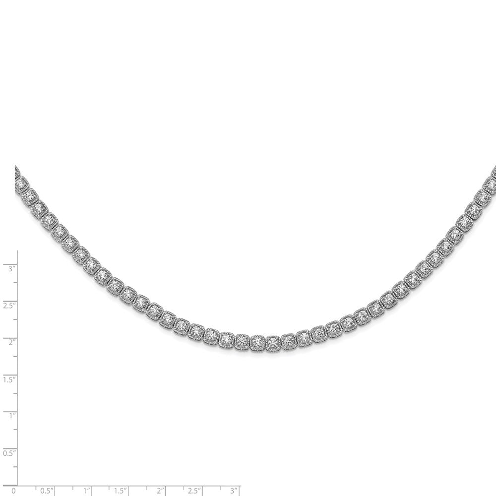 Sterling Shimmer Sterling Silver Rhodium-plated 17 inch 80 Stone CZ Riviera Necklace