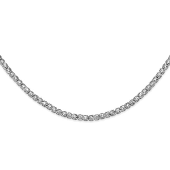 Sterling Shimmer Sterling Silver Rhodium-plated 17 inch 80 Stone CZ Riviera Necklace