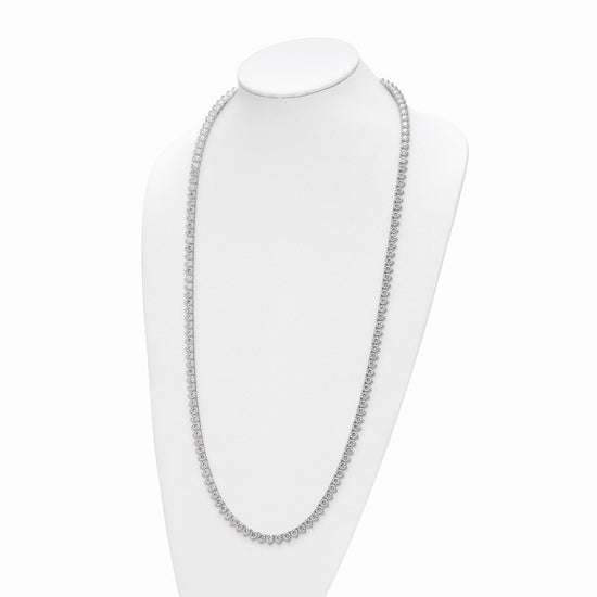 Sterling Shimmer Sterling Silver Rhodium-plated 36 inch 155 Stone CZ Riviera Necklace