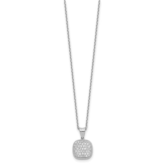 Sterling Shimmer Sterling Silver Rhodium-plated 16 inch 49 Stone Square CZ Necklace with 2 inch extender
