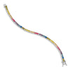 Prizma Sterling Silver Rhodium-plated 7.25 inch Channel-Set Colorful CZ Bracelet
