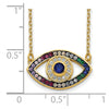 Prizma Sterling Silver Gold-tone 14K Flash Gold-plated 16 inch Colorful CZ Evil Eye Necklace with 2 inch Extender