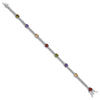 Prizma Sterling Silver Rhodium-plated 7.5 inch White and Colorful Round CZ Bracelet
