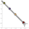 Prizma Sterling Silver Rhodium-plated 7.5 inch White and Colorful Round CZ Bracelet
