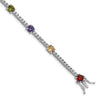 Prizma Sterling Silver Rhodium-plated 7.5 inch White and Colorful Round CZ Bracelet