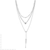Sterling Shimmer Sterling Silver Rhodium-plated Adjustable up to 28 inches 61 Stone CZ 3 Strand Layer Y-Drop Necklace