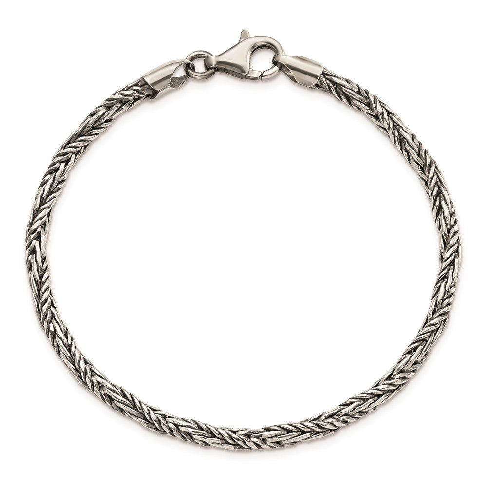 Sterling Silver Antiqued Polished 3.5mm Twisted Rope 8 inch Bracelet