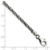 Sterling Silver Antiqued Polished 3.5mm Twisted Rope 8 inch Bracelet