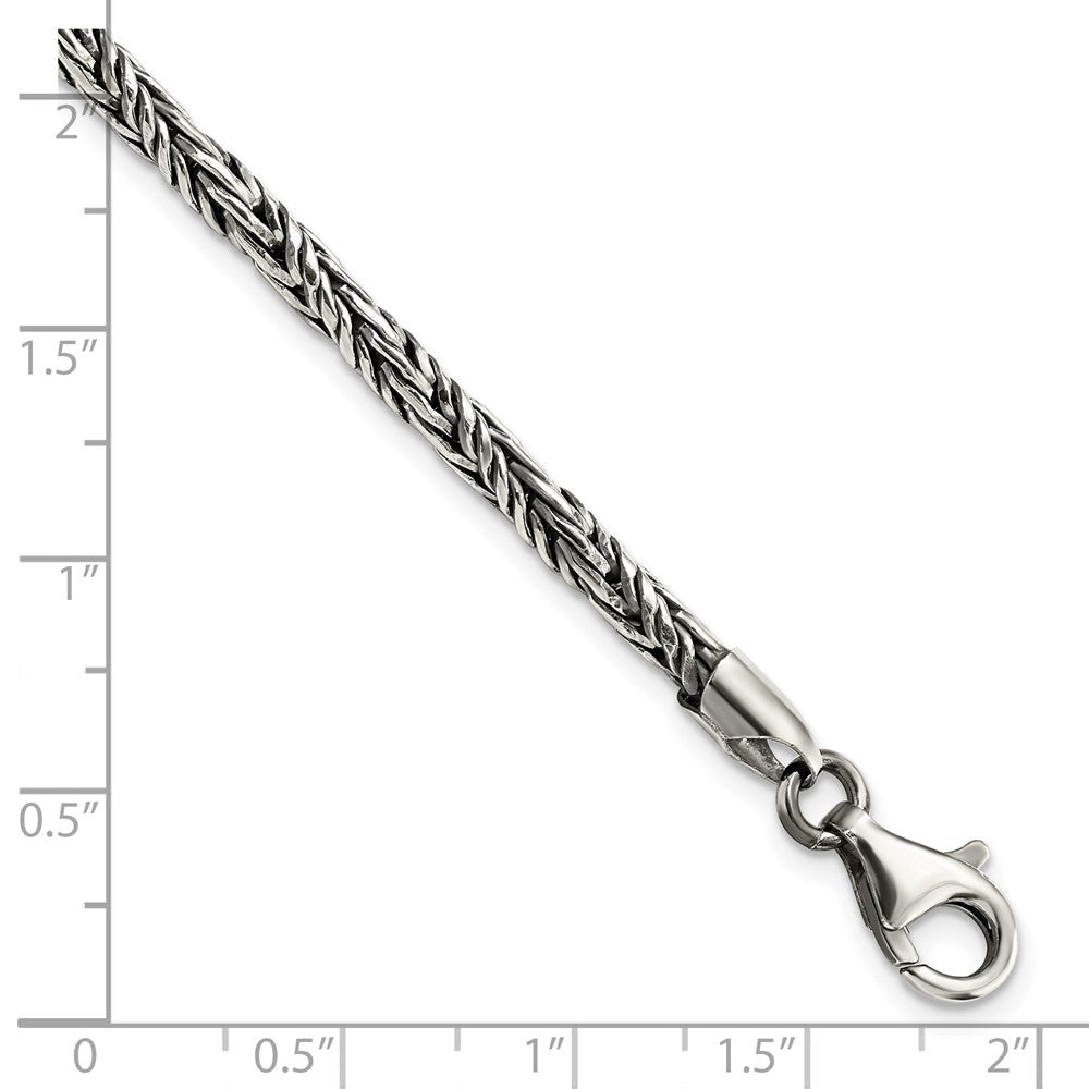 Sterling Silver Antiqued Polished 3.5mm Twisted Rope 8 inch Bracelet