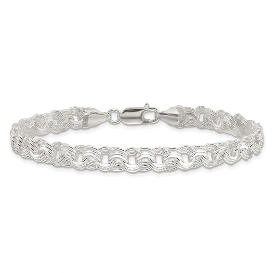 Sterling Silver Polished 7.25mm Triple Rolo Charm Bracelet