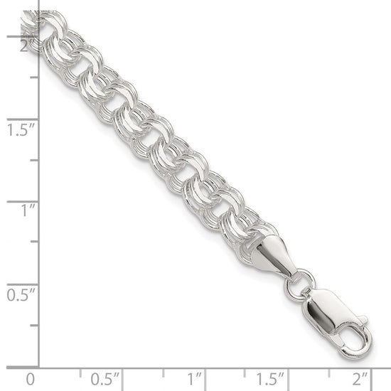 Sterling Silver Polished 7.25mm Triple Rolo Charm Bracelet