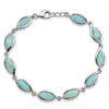 Sterling Silver RH-plated Polished Marquise Shape Larimar 7.5in Bracelet