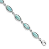 Sterling Silver RH-plated Polished Marquise Shape Larimar 7.5in Bracelet