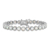 Sterling Silver Rhodium-plated Beaded White Created Opal Inlay Bracelet