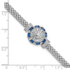 Sterling Silver Rhodium-plated Polished Blue & White CZ Bracelet