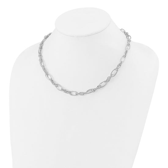 Sterling Silver Polished Fancy Link 18in Necklace