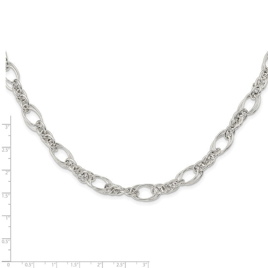 Sterling Silver Polished Fancy Link 18in Necklace