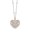 Sterling Silver & Rose-tone Polished Moveable Heart Necklace