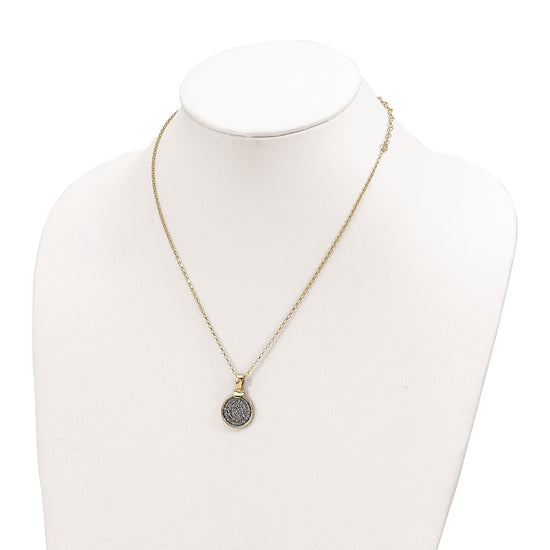 Affordable Expressions Sterling Silver Gold-tone Polished Replica Phaistos Coin Pendant 16 Inch Necklace with 2 inch Extension