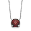 Sterling Silver Rhodium-plated Square Garnet w/2 in ext. Necklace