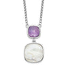 Sterling Silver Rhod-plated 3.68Amethyst/MOP w/2 in ext. Necklace