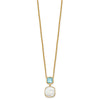 Sterling Silver Gold-plated 1.95BT Blue Topaz & MOP w/2 in ext. Necklace