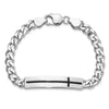 Sterling Silver Rhodium-plated Enameled Cross on Bar Men's 8in Bracelet