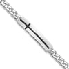 Sterling Silver Rhodium-plated Enameled Cross on Bar Men's 8in Bracelet