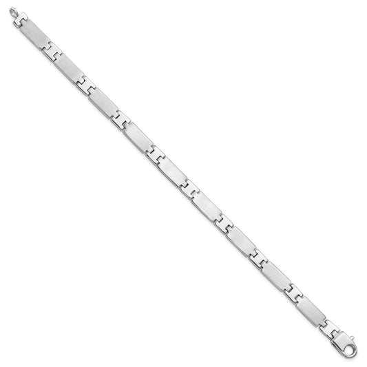 Sterling Silver Rhodium-plated 6.5mm Polished/Brushed Link Mens 8.5 inch Bracelet