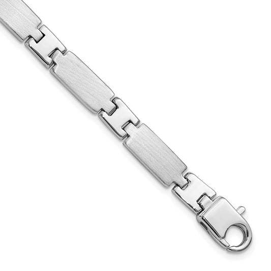 Sterling Silver Rhodium-plated 6.5mm Polished/Brushed Link Mens 8.5 inch Bracelet