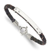 Sterling Silver Genuine Leather ID 8in Toggle Bracelet