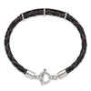 Sterling Silver Genuine Leather ID 8in Toggle Bracelet