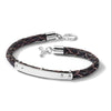 Sterling Silver Genuine Leather ID 8in Toggle Bracelet