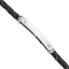 Sterling Silver Genuine Leather ID 8in Toggle Bracelet