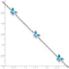 Sterling Silver Rhodium-plated Blue Created Opal Butterflies 9 inch Plus 0.5 inch Extender -Total 9.5 inch Anklet