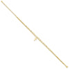 Sterling Silver Gold-tone 2-Strand Cross Charm 8.75 inch Plus 2 inch Extender - Total 10.75 inch Anklet