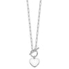 Sterling Silver Rhodium-plated Heart Toggle Paperclip Link 17in Necklace