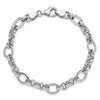 Sterling Silver Rhodium-plated Polished/Textured Fancy Link 7.5in Bracelet