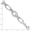 Sterling Silver Rhodium-plated Polished/Textured Link 7.5in Bracelet