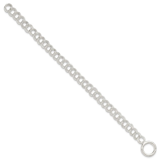 Sterling Silver Polished Double Link 8in Charm Bracelet