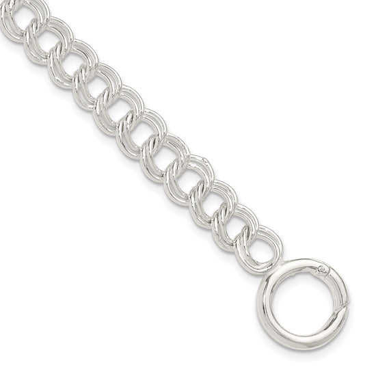 Sterling Silver Polished Double Link 8in Charm Bracelet