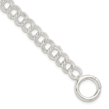 Sterling Silver Polished Double Link 8in Charm Bracelet