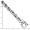 Sterling Silver Rhodium-plated Hollow Rope 7in w/.5in Ext. Bracelet